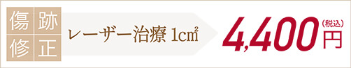傷跡修正 レーザー治療1㎠ 4,400円（税込）