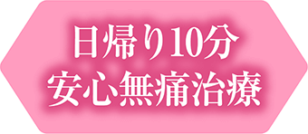 日帰り10分　安心無痛治療