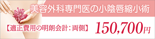 美容外科専門医の小陰唇縮小術【適正費用の明朗会計：両側】150,700円