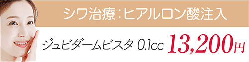 シワ治療：ヒアルロン酸注入 ジュビダームビスタ0.1cc 13,200円