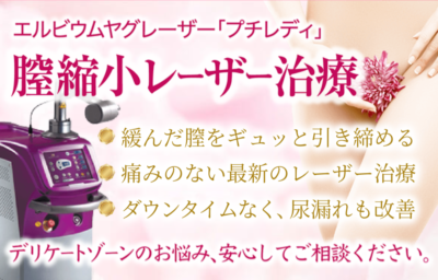 膣縮小レーザー治療（エルビウムヤグレーザー・プチレディ）｜膣のゆるみ・尿もれ改善